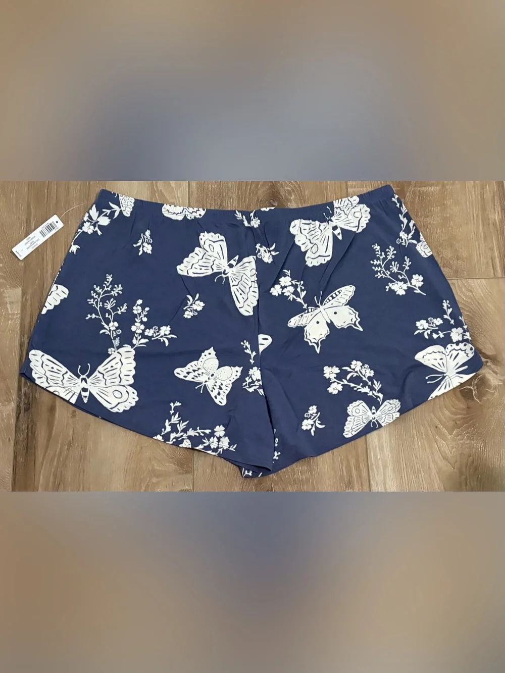 SOMA COOL NIGHTS LARGE MONARCH GARDEN INDIGO PIPED CAMI & SHORTS  PAJAMA SET NWT